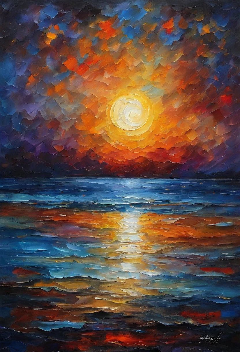 The night sky with the moon and a lot of stars is combined with the ocean，Detailed characterization，fair，gloomy，Clear public areas，full of details，Epic feeling，rich and colorful，fair sky and clouds，A deep，dark blue，starlight，Dark picture，scary，Impressionism，Ultra-clear，fantasy style，science fiction style，many，da Vinci，albert.Beer City，William.turner
