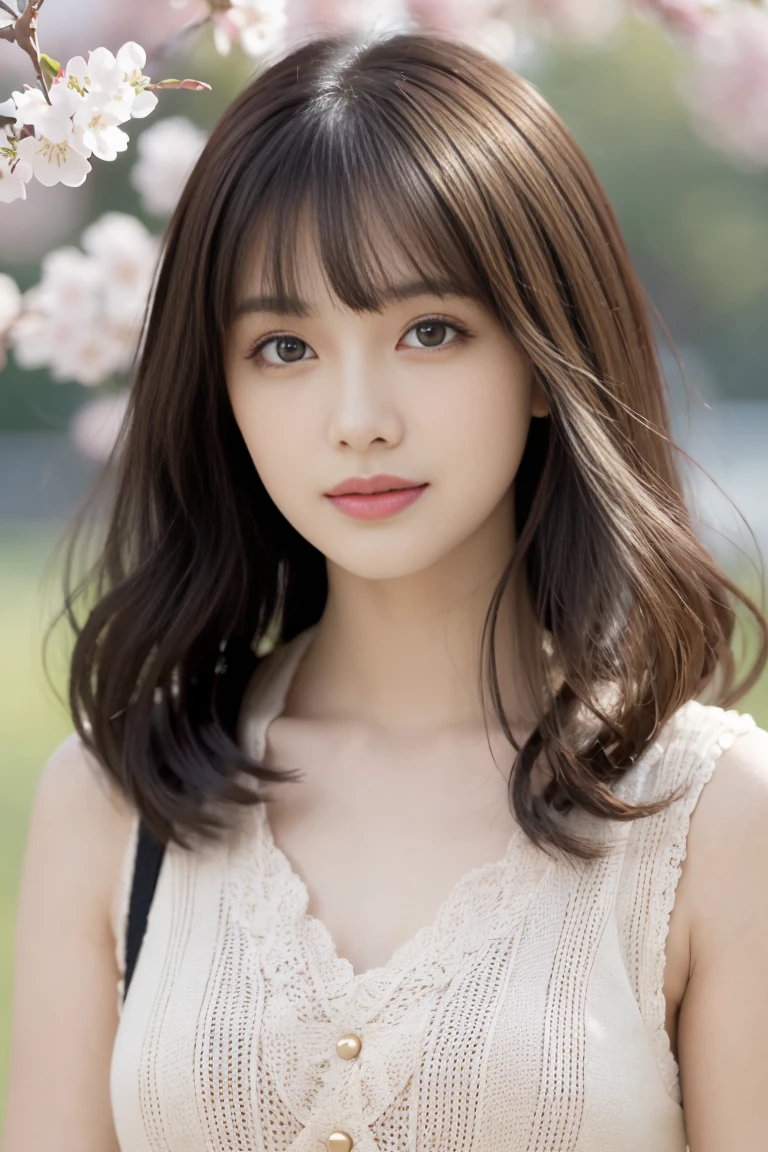 ((Shining beautifully、Very well-groomed straight bob hair))、Plein Air, solo,Highest quality、Ultra-high resolution、Bans　(Beautiful poop:1.3) ((cute:1.3))、((16 years old)) White shirt　Décolletage　Natural color lips　(upon)  sense of cleanliness　Pure　Half-open lips