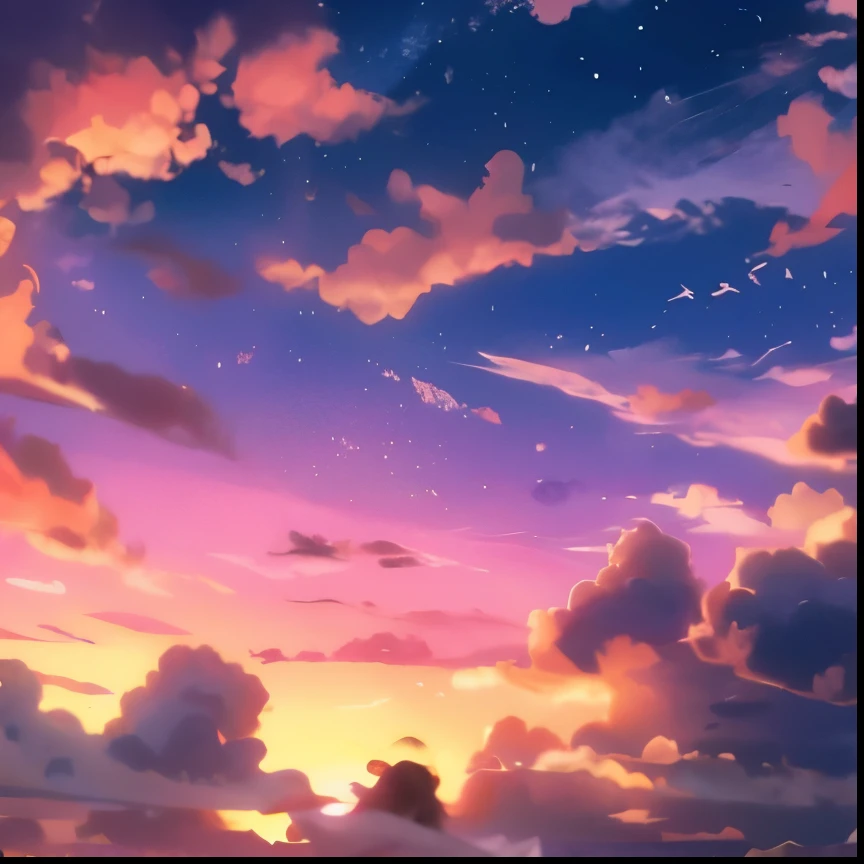 sunset，dream，girl，long hair，Clothes blowing in the wind