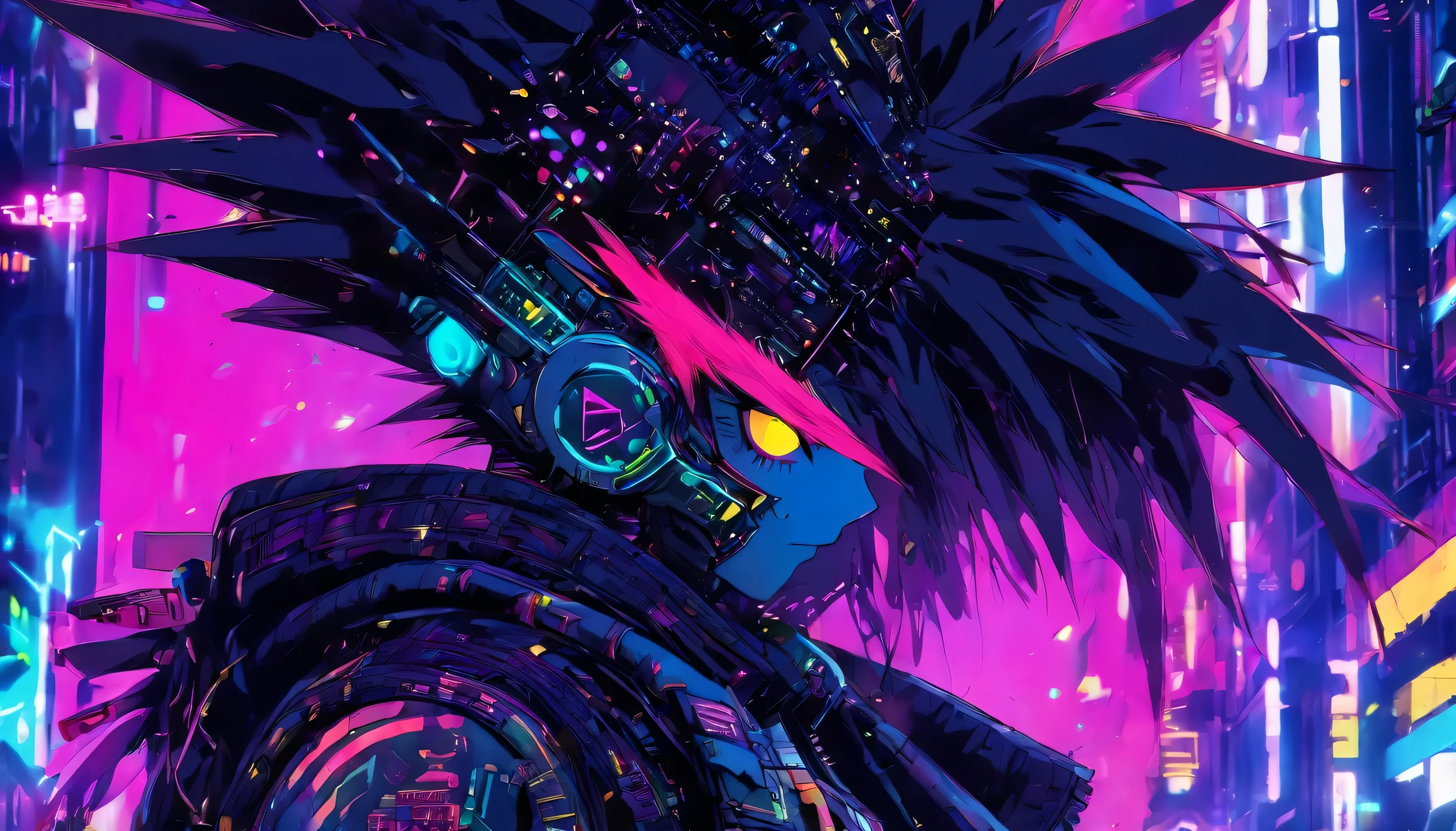 Cyber punk character in anime world