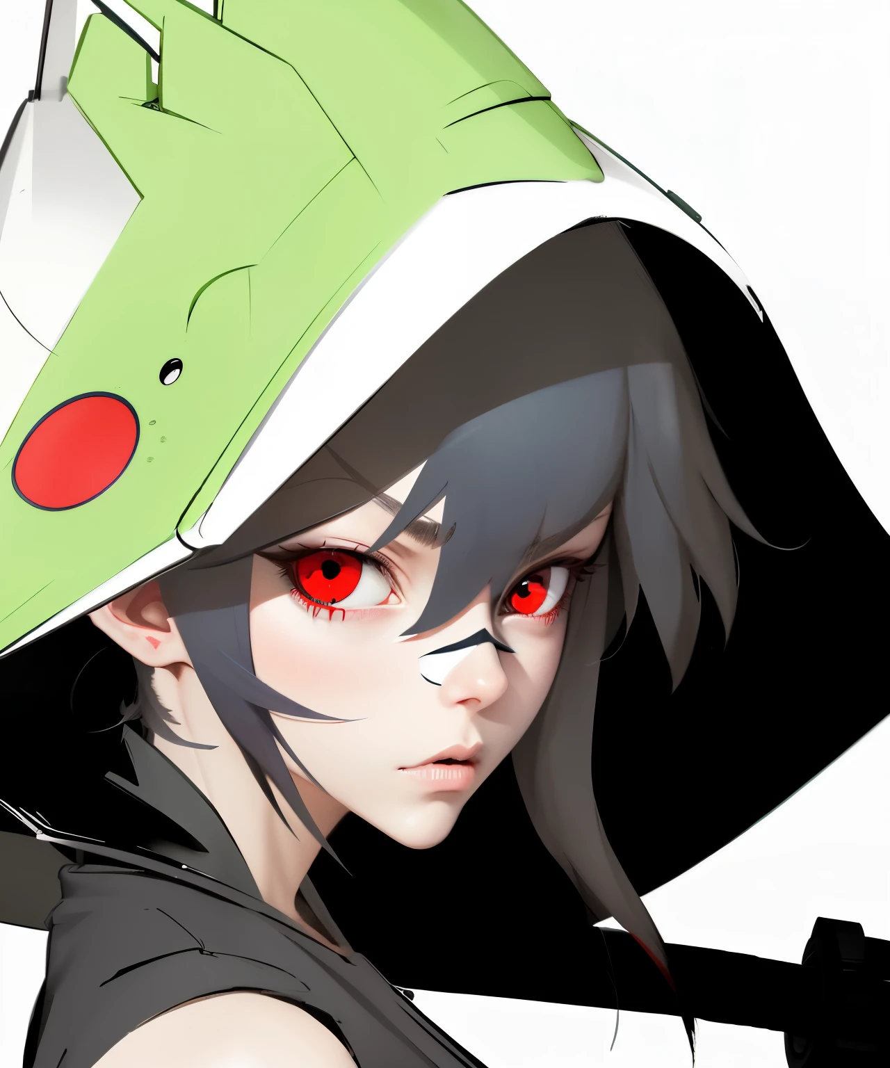 Wearing a cuckold、red eyes、Anime character holding a baseball bat, 3D anime style, By Prue, Cartoon rendering art style, 2D art, second art, inspired by Jamie Hewlett, unknown art style, by kamaguka, tornado, Akali, high resolution, Kill la kill illustration, heroes 2d fan art artstation