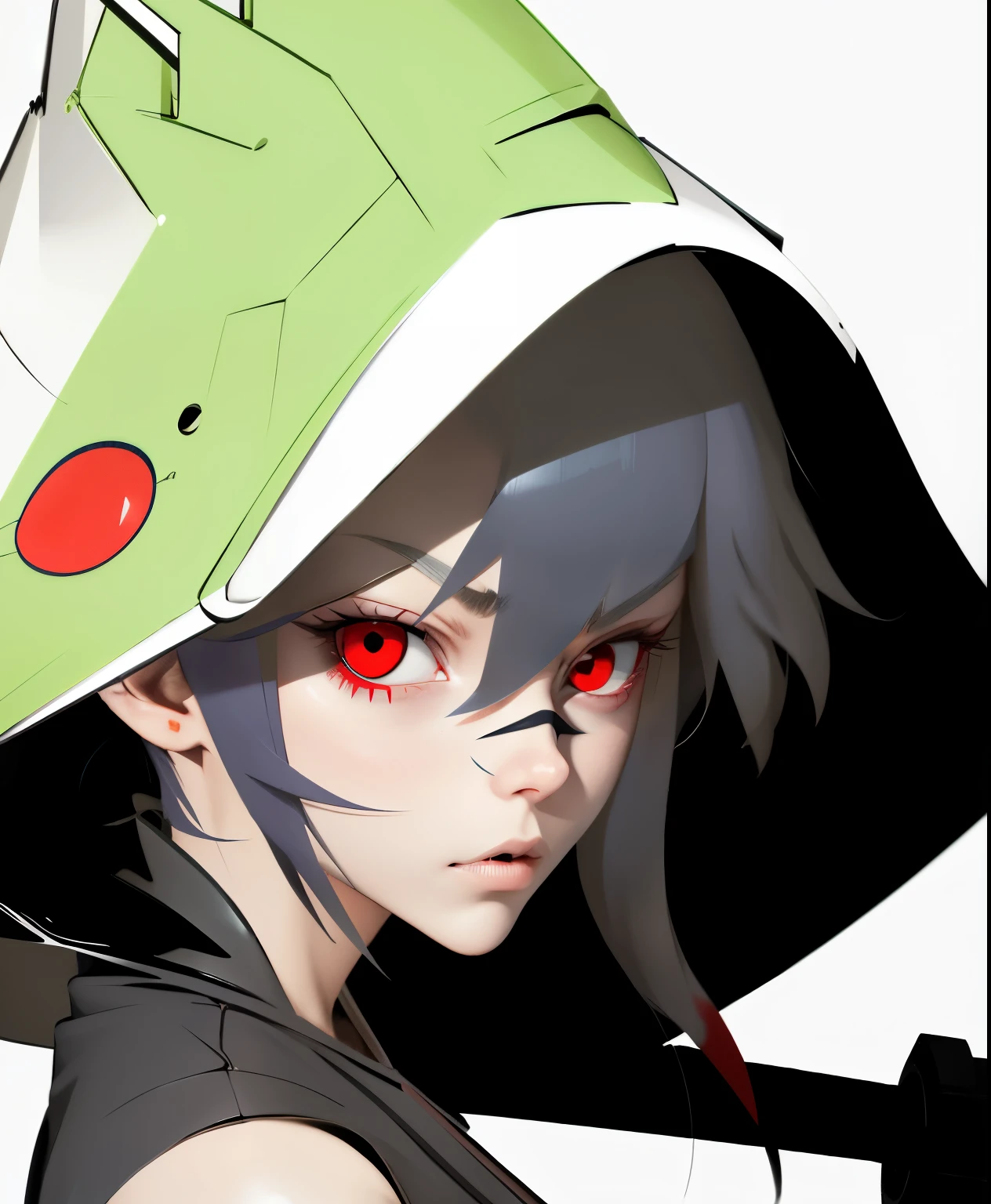 Wearing a cuckold、red eyes、Anime character holding a baseball bat, 3D anime style, By Prue, Cartoon rendering art style, 2D art, second art, inspired by Jamie Hewlett, unknown art style, by kamaguka, tornado, Akali, high resolution, Kill la kill illustration, heroes 2d fan art artstation