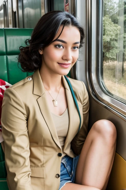 Riding a train