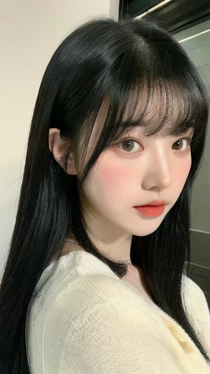 korean girl, young adorable korean face, Ulzzang, beautiful korean woman, she has black hair with bangs,face of young cute asian man, lofi girl, One adorable Korean face, Ilya Kuvshinov with Cabello Largo, A pretty girl with a beautiful face, Cabello White Bangs Cabello