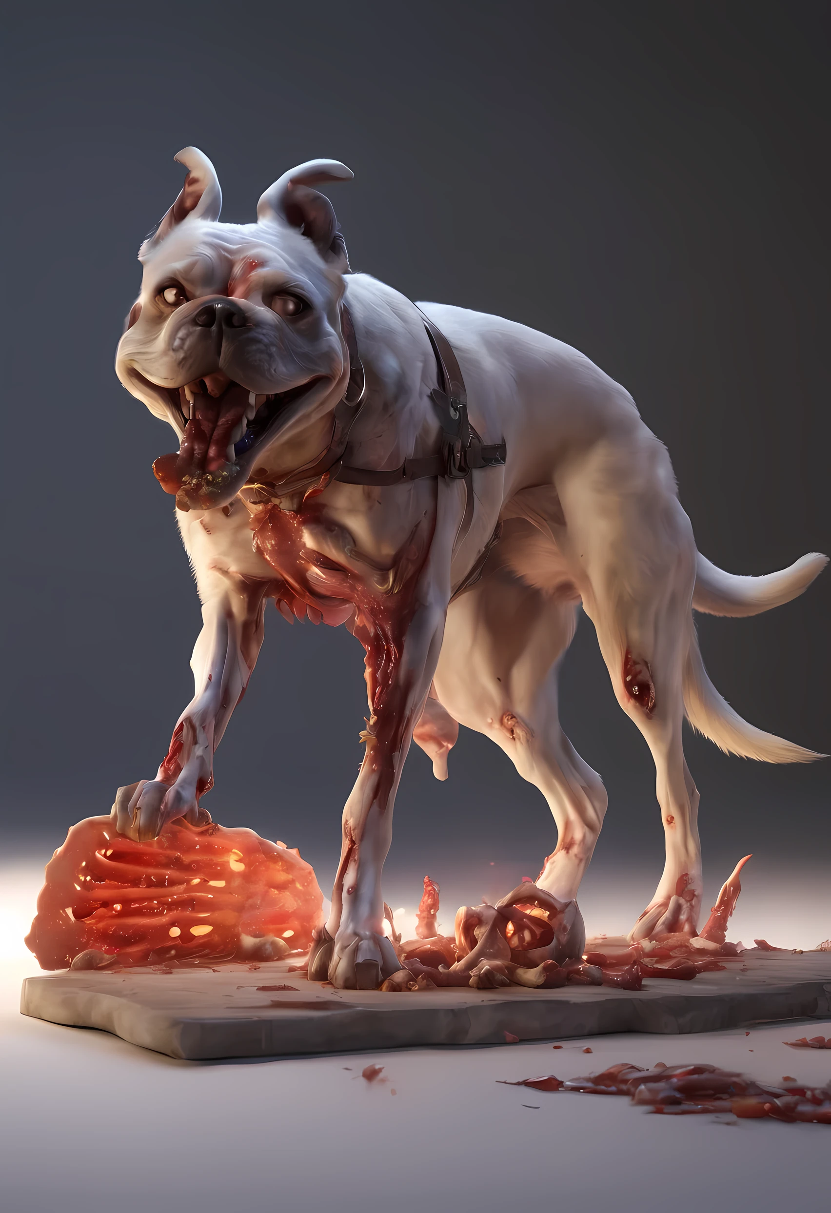 Dog zombie eating bone