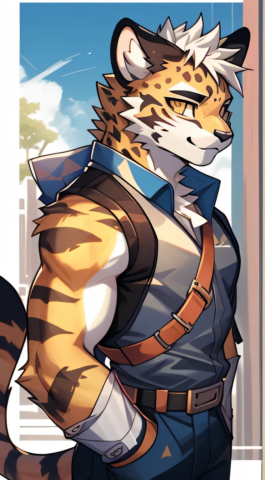 Tabaxi Knight,cheetah,youth,Handsome,Say hello by chance,Cai Xukun'High quality fan art,clear lines
