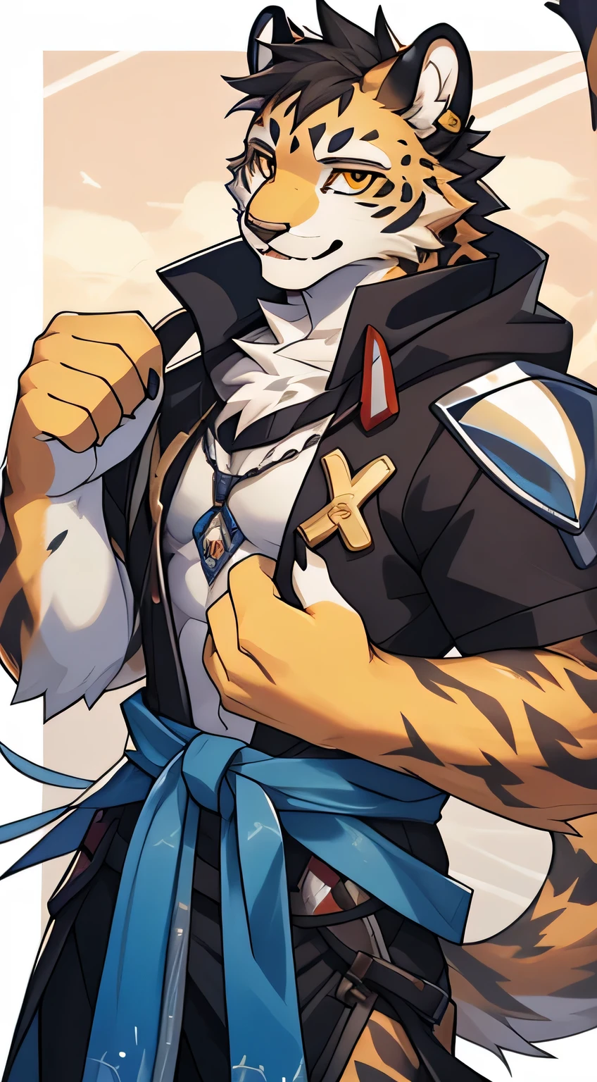 Tabaxi Knight,cheetah,youth,Handsome,Say hello by chance,Cai Xukun'High quality fan art,clear lines