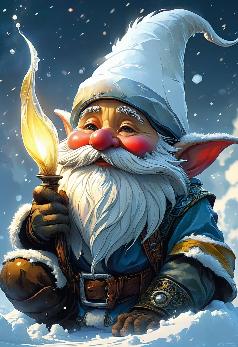 Gnome - Jean-Baptiste Monge created a award-winning painting with incredible details. The stunning fantasy gnome has a beautiful face, in center of the white background, crisp quality, sharp focus, fine art, beautiful, awesome fantasy book, award winning, intricate, sharp focus, fairytale illustration, highly detailed, digital art, concept art, epic movie, white background, unreal engine, greg rutkowski, loish, rhads, beeple, makoto shinkai and lois van baarle, ilya kuvshinov, rossdraws, tom bagshaw, alphonse mucha, global illumination, detailed and intricate 