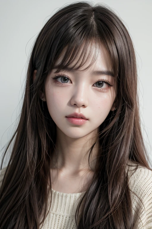 (high qualiy, Breathtaking),(expressive eyes, face perfect), 1Kizi, Kizi, standing alone, 小柄, young Kizi, long hair, cabelo pink, yellow eyes, Jumpy, black tee, white background , focus for camera ,