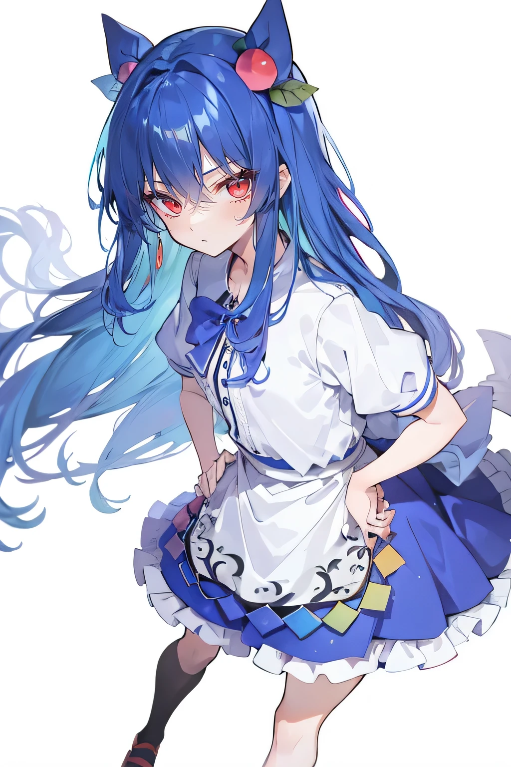 (masterpiece),best quality, expressive eyes, perfect face, 1girl,
Put your hands on your waist,fair, Gorgeous,Japanese cartoons,girl,lola,Hina Angel, blue hair, blue haired, floating clothes,Grab your waist, Grab your waist, hands on hips , hands on hips,sit, sit on ground, Legs on the ground, flat chest,Tired expression,