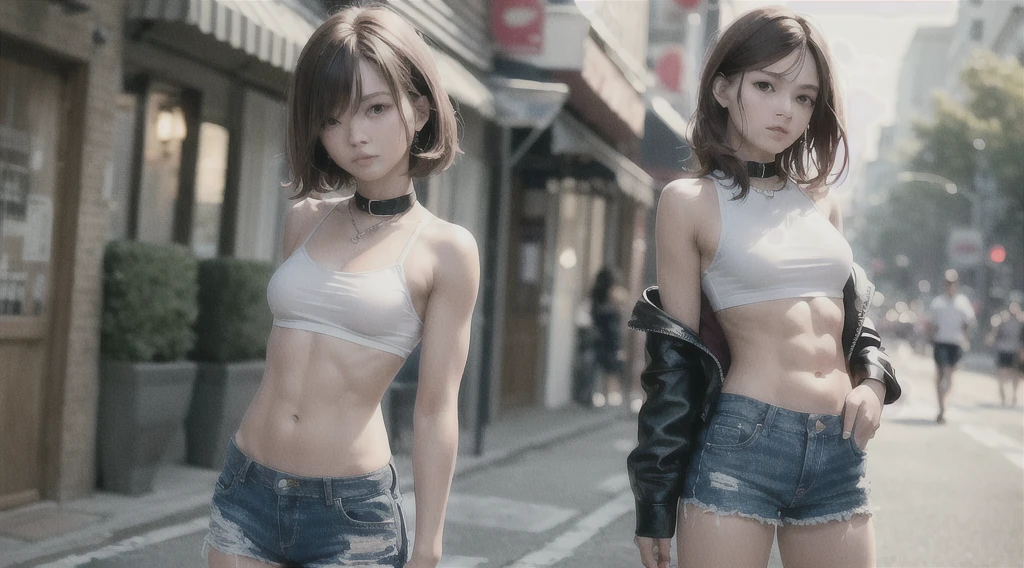 Japan skinny girl homeless, tanned black skin, torn and dirty dirty clothes, collarbone, naked, cute breasts, cleavage mayonnaise, torn micropants, mayonnaise leaking from micro pants, no underwear, mayonnaise all over body