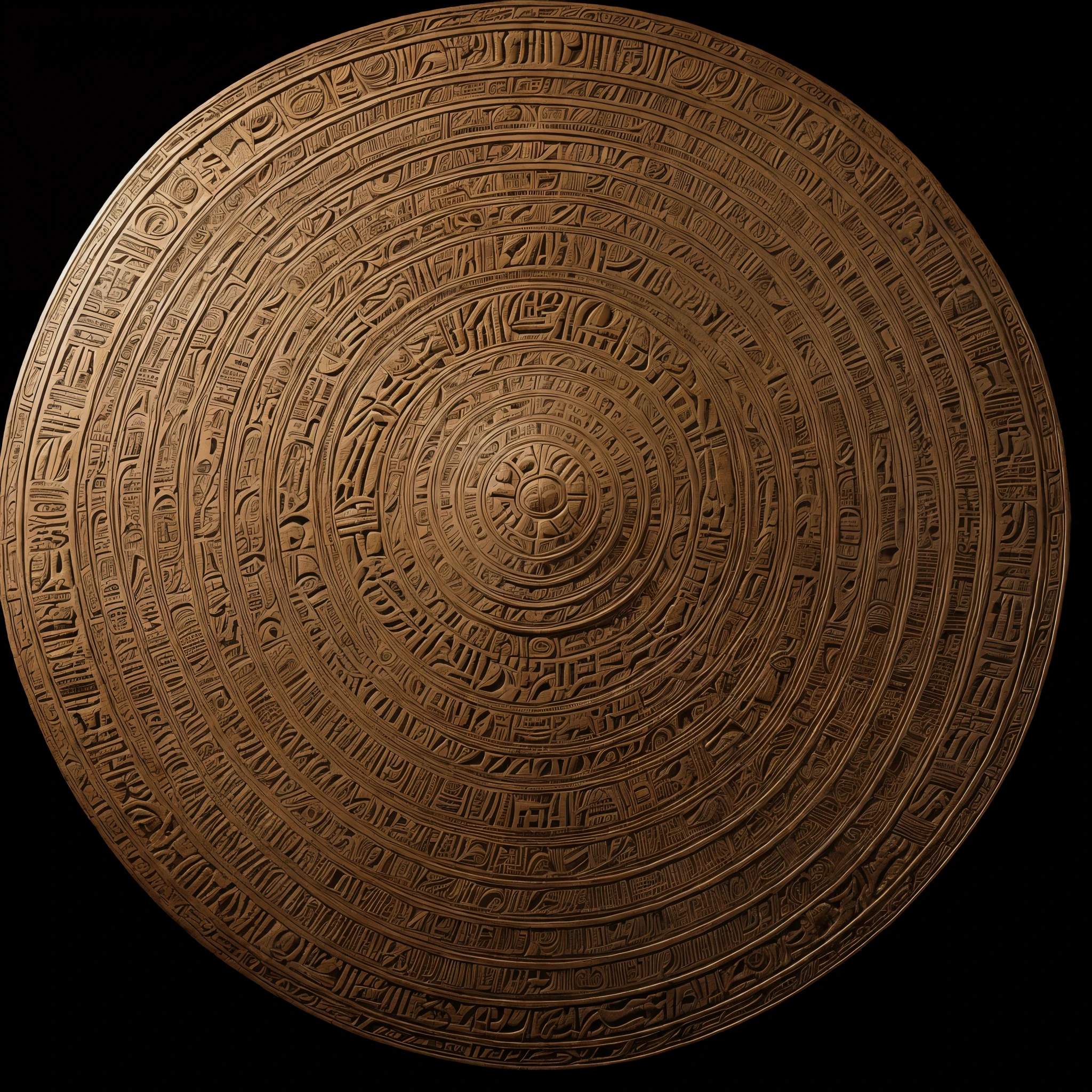 A mesmerizing masterpiece of an alien figure, intricately crafted from Vynilo, showcases Egyptian-inspired glyphs and alien hieroglyphics, revealing the secretive and sacred aspects of extraterrestrial life. The high-quality, ultra-high resolution image exudes intricate details, with hyperdetailed textures that resemble ancient Egyptian stone carvings. The deep, v