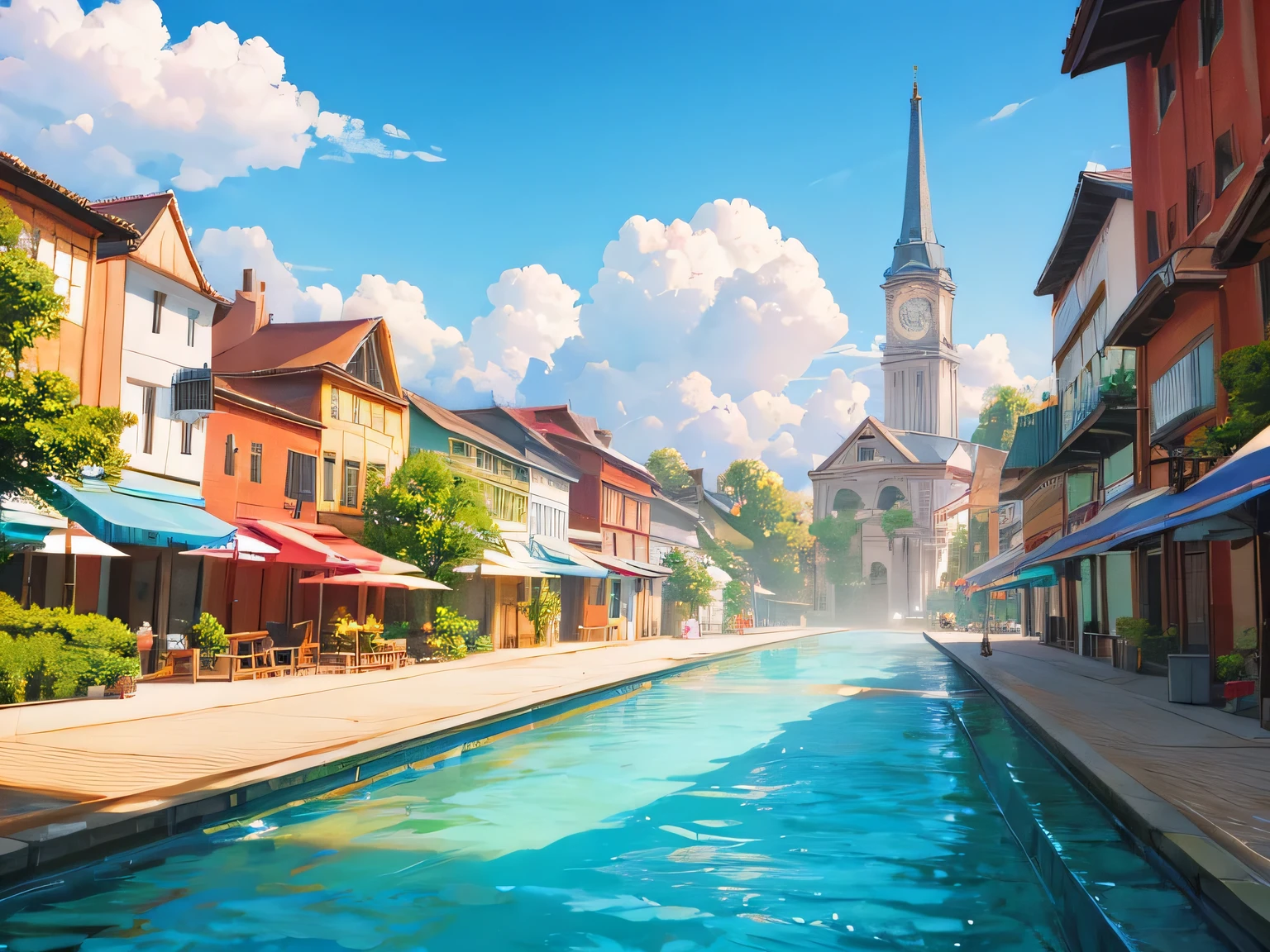 background, summer, town