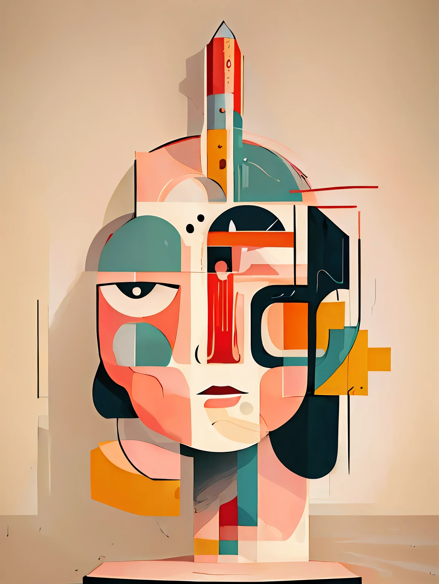 An abstract painting featuring a single girl as the focal point, rendered in a non-representational style that explores the depths of emotion and perception. The artwork delves into the realm of abstraction, using form, color, and texture to convey the essence of the girl in a unique and thought-provoking manner. The composition may play with geometric shapes, bold brushstrokes, and experimental techniques to evoke a sense of mystery and introspection. This abstract piece invites viewers to interpret the girl's presence through the lens of imagination and creativity, offering a captivating visual journey into the realm of non-objective art