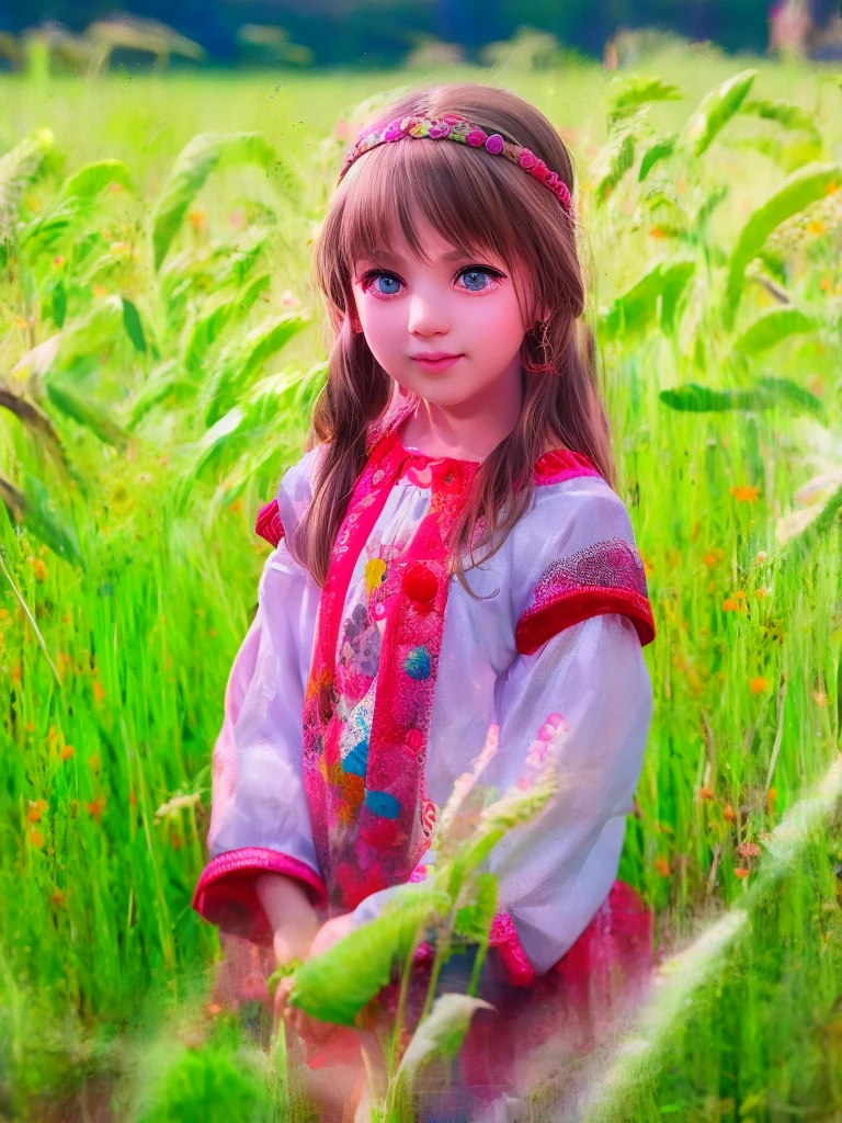 ((9year old girl:1.5)), complete anatomy, children's body, , super cute, girl, , random poses,random angles,

Ukrainian girl, wheat field, golden wheat field, embroidery,((( blue embroidery:1.2))),red embroidery,
Ukrainian, Russian, Belarusian, Sorochka, Ukrainian folk costumes,(red, blue, white), (red, blue, and white hairband),

 beautiful girl, 1 girl, , petite girl, top quality, masterpiece, high eyes,drooping eyes,(realism: 1.2)), , bangs, tall eyes, natural light,(aquamarine eyes),bangs, beautiful girl with fine details, Beautiful and delicate eyes, Beautiful girl, detailed face, Beautiful eyes, beautiful shining body, 8K images,