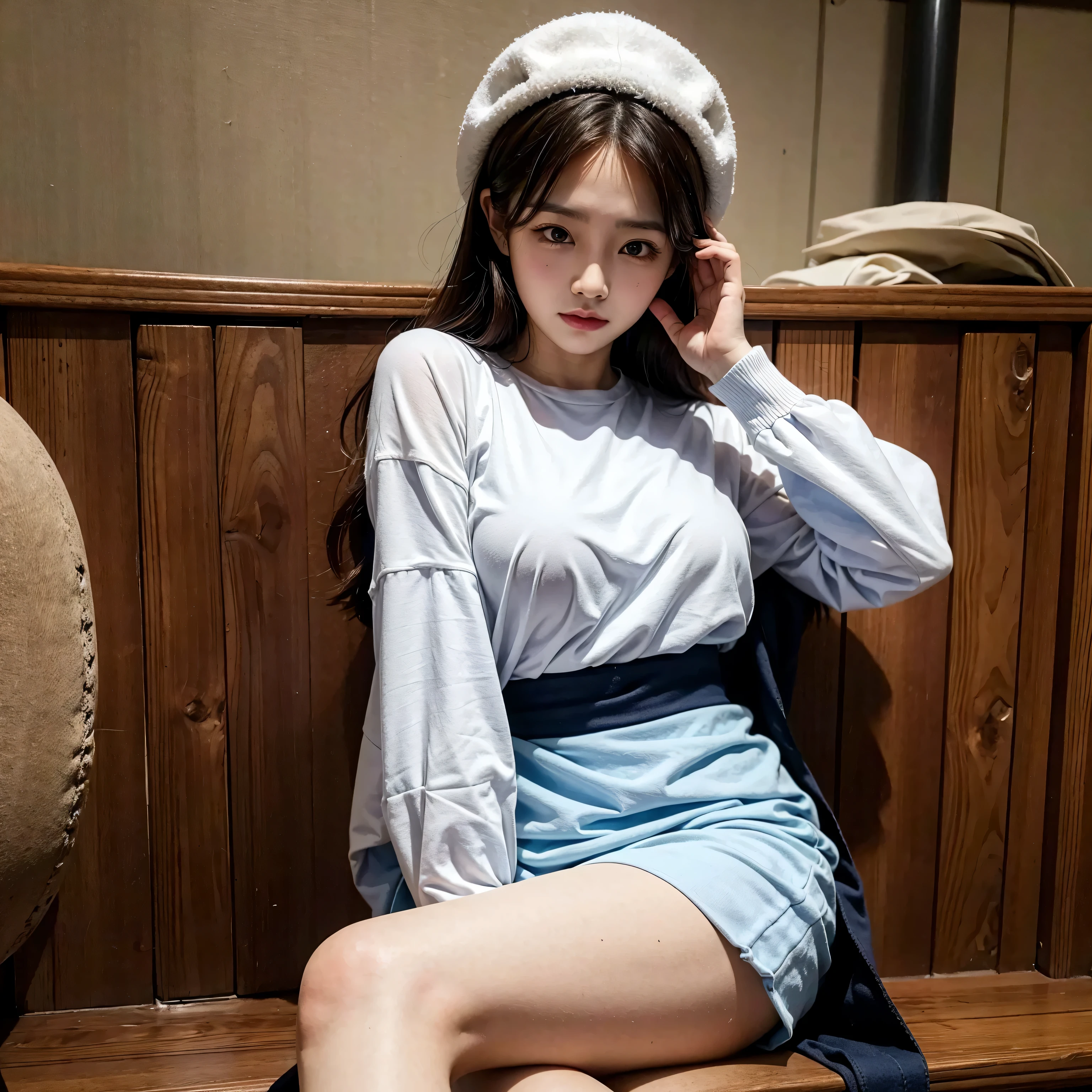 Highest quality, 8K, photo, (1 female), Japanese, 20 years old, big breasts, big butt