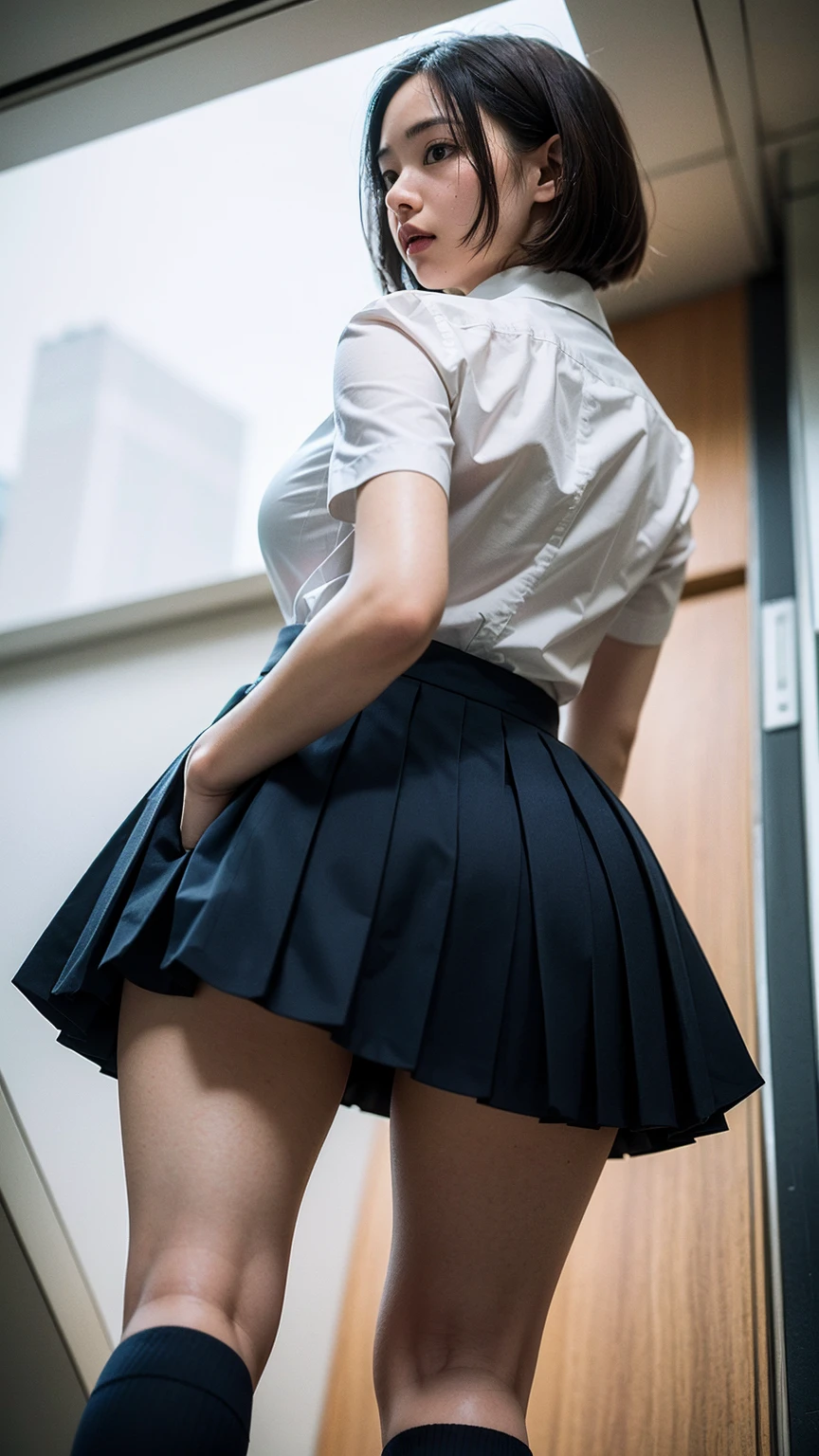  girl in school uniform with her skirt up showing her ass