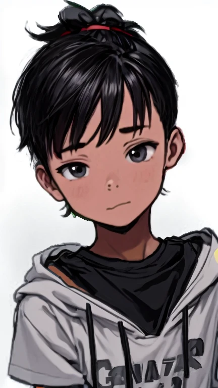 A  with an ugly shaved head is standing。
