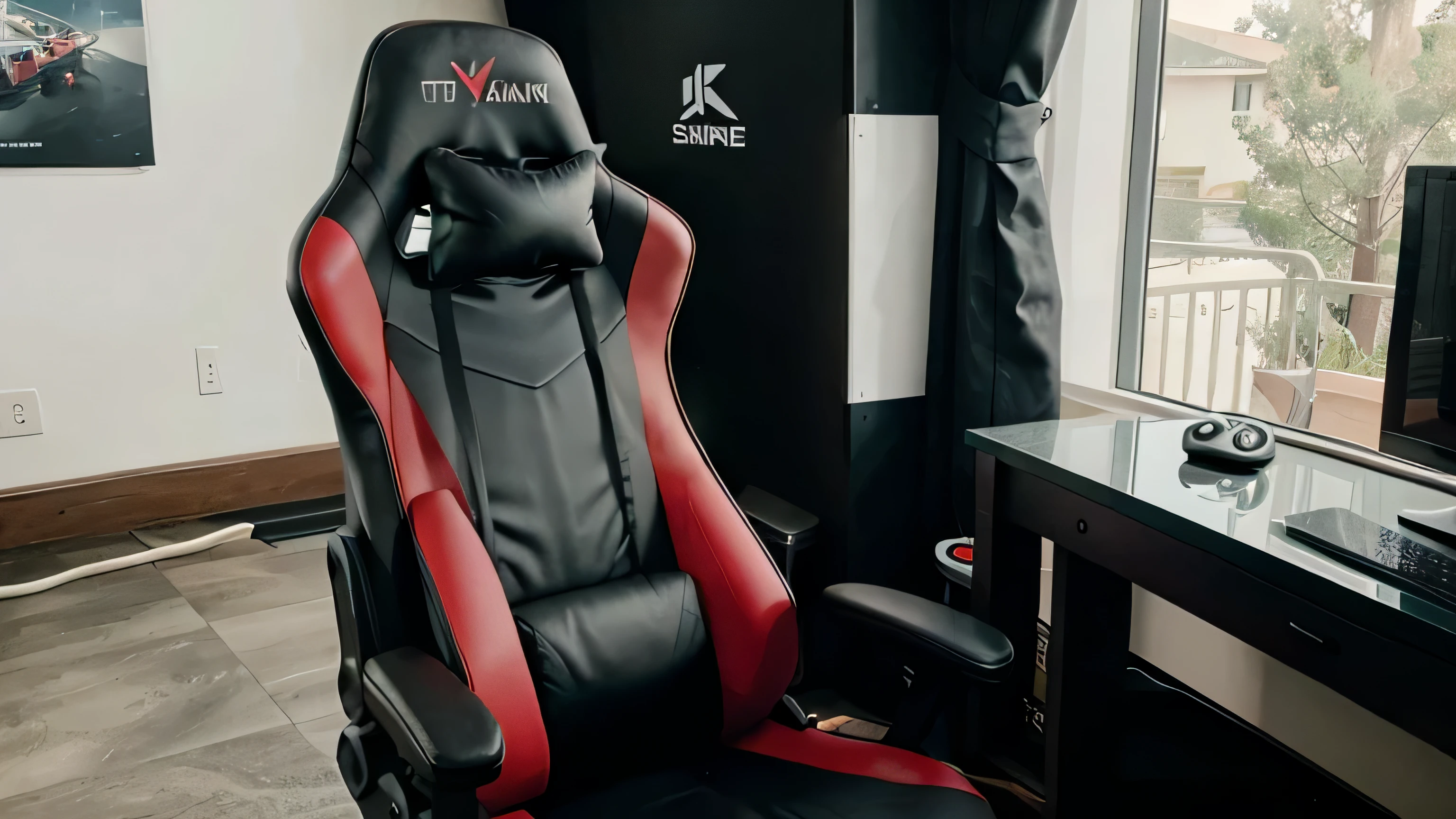 celebrated in gamer chair, Woman sitting, gaming chair, realistic, front, celebrating