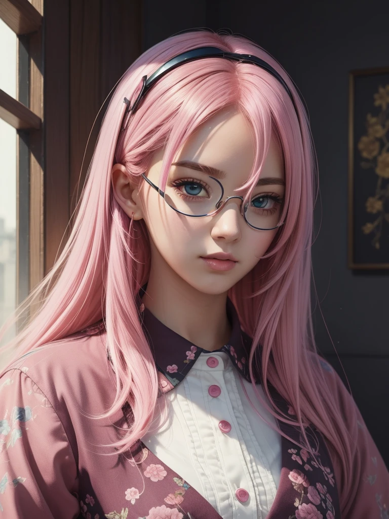 (masterpiece, top quality, best quality, official art, beautiful and aesthetic:1.2), (1girl), extreme detailed,colorful,highest detailed,cute, pink hair, goggle