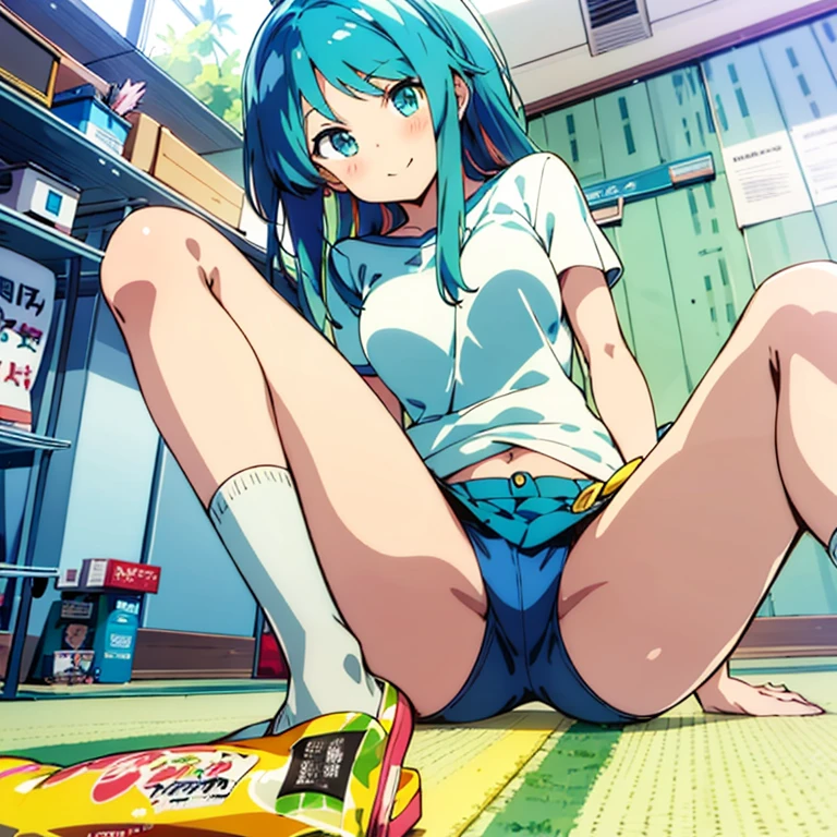 lum, Urusei Yatsura、uruseiyatsura, urusei yatsura, Anime girl sitting cross-legged on the floor, anime girl squatting, Beautiful anime girl squatting, a hyperreal high school girl, seductive anime girl, hyperreal high school girl, beautiful anime high school girl, Kantai Collection Style, real high school girl, cute , cute anime girl, naughty anime style, Beautiful charming anime