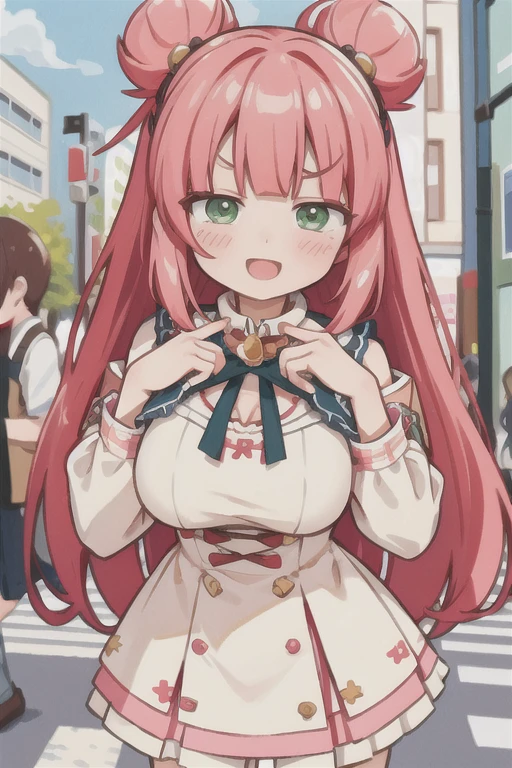 (cleavage:-1.5),Extremely detailed, disorganized, ultra high resolution, Super detailed, highest quality,
1 girl, alone, nice hands, perfect hands,
break
(Wearing a Harajuku-style outfit),
smile, smile, open your mouth,
cuteポーズ, cowboy shot,
break
slender, cute, perfectly symmetrical face, 超cute girl, 超cute face, highly detailed eyes, Super detailedな髪, 超cute, super beautiful,
break
in harajuku, Shibuya Ward, Tokyo, street, crowd, cityscape,
medium large breasts
break
red hair, green eyes