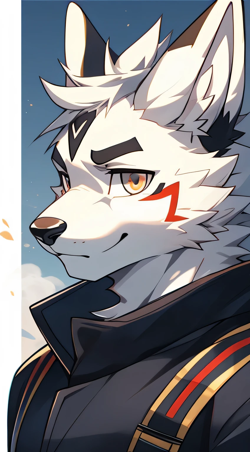 white fox，youth，Handsome，Say hello by chance，Cai Xukun&#39;High quality fan art，clear lines，Eyes covered with black bands