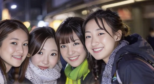 Photo taken between friends on a school trip in Japan, showing the left hand of the woman on the far left, which is not visible.