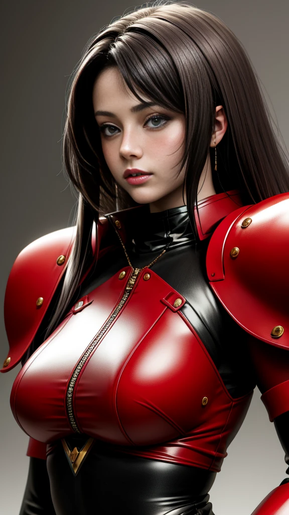 Realistic Red Sotheby Girl Photo,background is gray,