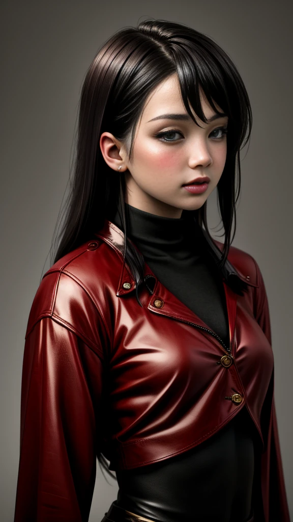 Realistic Red Sotheby Girl Photo,background is gray,