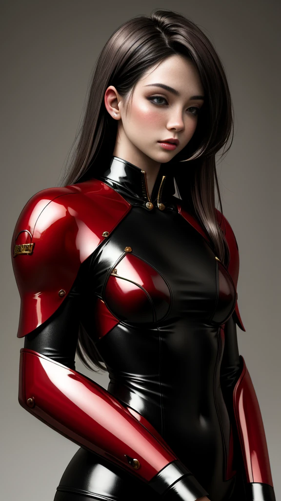 Realistic Red Sotheby Girl Photo,background is gray,