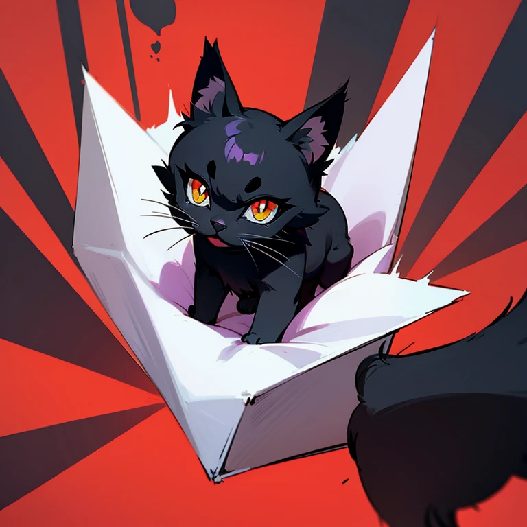 Cartoon black kitten