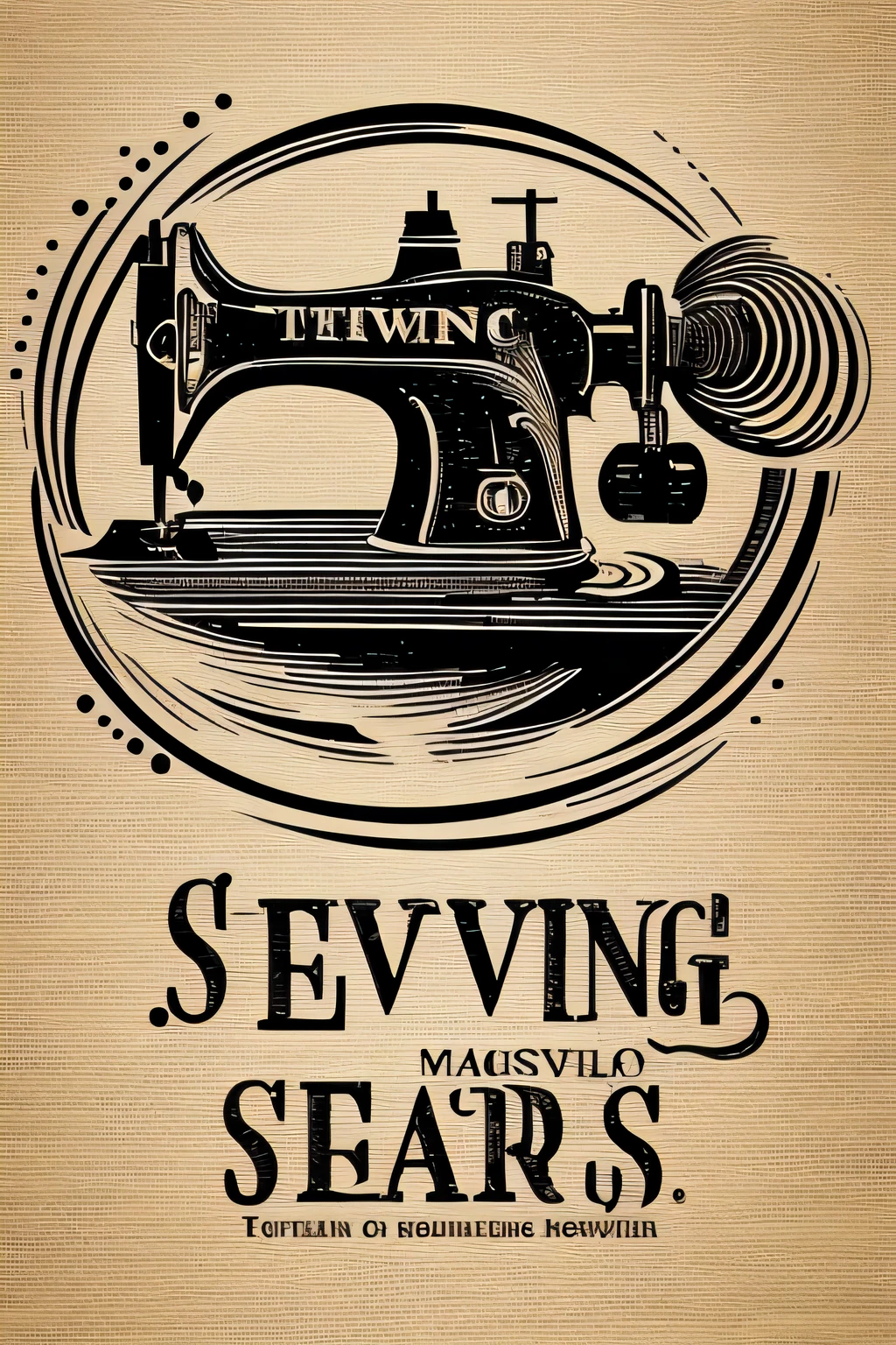(The following prompt is generated based on the given theme)
illustrative best quality,masterpiece,high resolution,an illustrative logo of sewing machine,wave coming out,textile text written inside