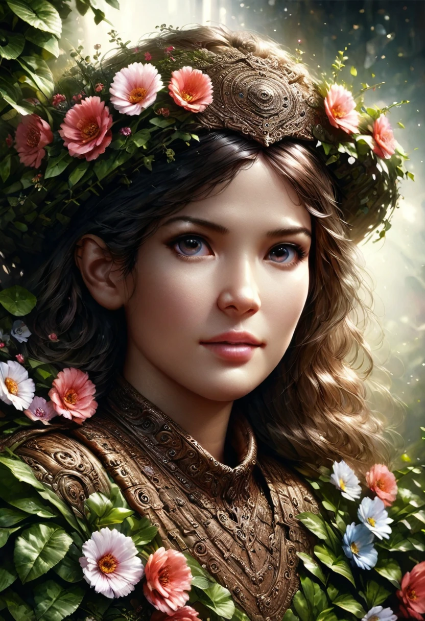 girl in flowers, (Realistic, photoRealistic, photo-Realistic:1.37), (masterpiece, best quality, perfect composition, very aesthetic, absurdres, ultra-detailed, intricate details, Professional, official art, Representative work:1.3), (Animagine:0.01)