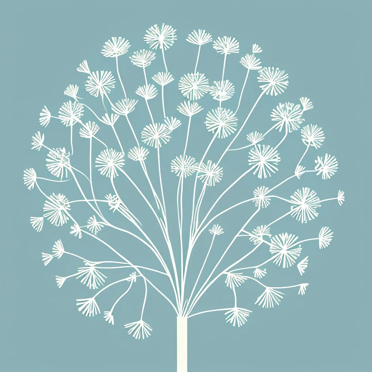 Hand painted geometric minimalist style dandelion theme circular art illustration without background