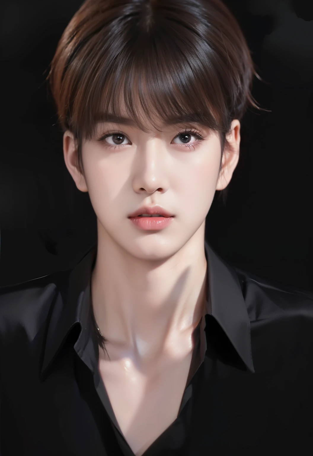 Close-up of a person wearing a black shirt and necklace., Cai Su Kun, Inspiration from Kim Deuksin, Inspired by Jeon Seok Lee, Inspired by Bian Shoumin, Made with Anime Painter Studio., The style of K-pop idols, Inspiration from Kang Se Hwang, #1 Digital Painting Forever, # 1 Digital Painting Forever