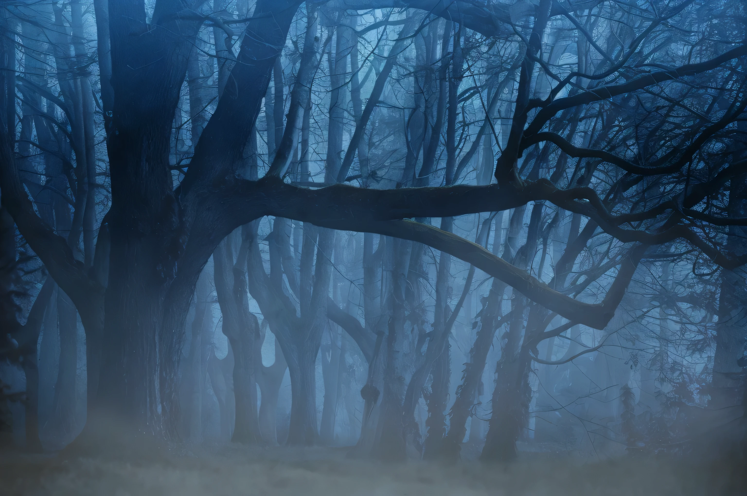 there is a bench in the middle of a foggy forest, mysterious and scary forest, scary dark forest, spooky forest, creepy forest, haunted forest, dark foggy forest background, foggy forest at night, ominous and eerie forest, in a spooky forest, dark fantasy forest, mysterious dense forest, dark forest shrouded in mist, deep forest in the night
