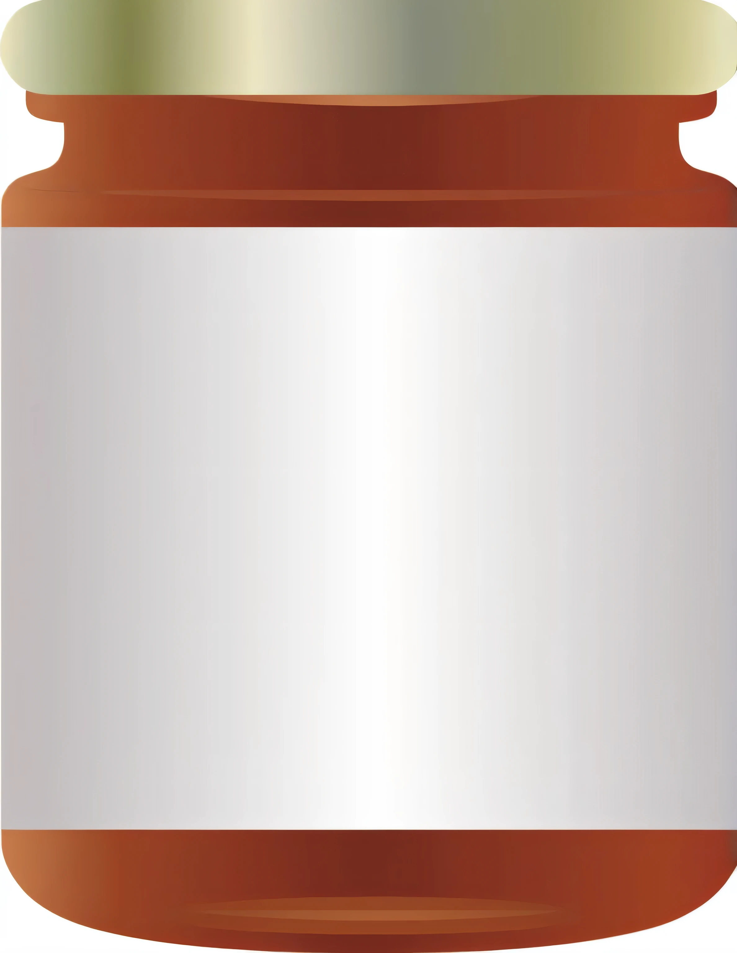 a close up of a jar of jam with a blank label, gradient brown to silver, gradient brown to white, gradient brown to red, wide portrait, jar on a shelf, hyperdetailed scp artifact jar, bottle, clean cel shaded vector art, no gradients, background(solid), product label, without text, metallic bronze skin, metal lid