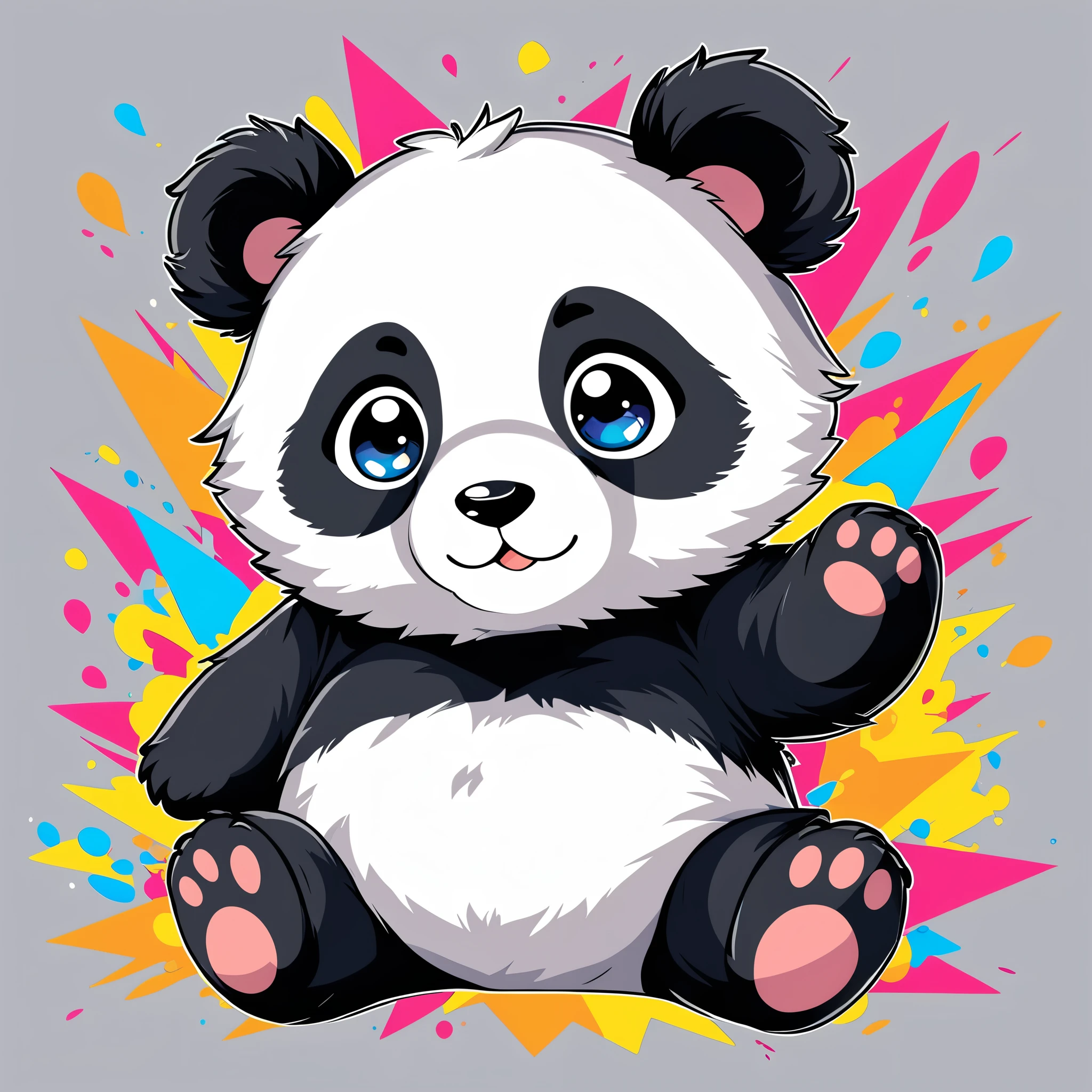 Anime style, t-shirt print, Cute panda ,vector 2D, ultra detailed, Vibrant eyes, , Ultra SVG
