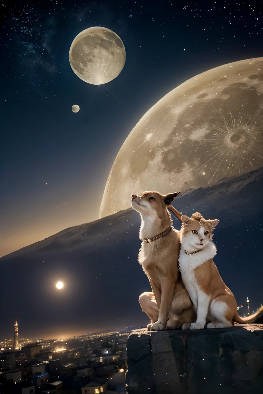 a beautful background for eid card night niew and star and moon