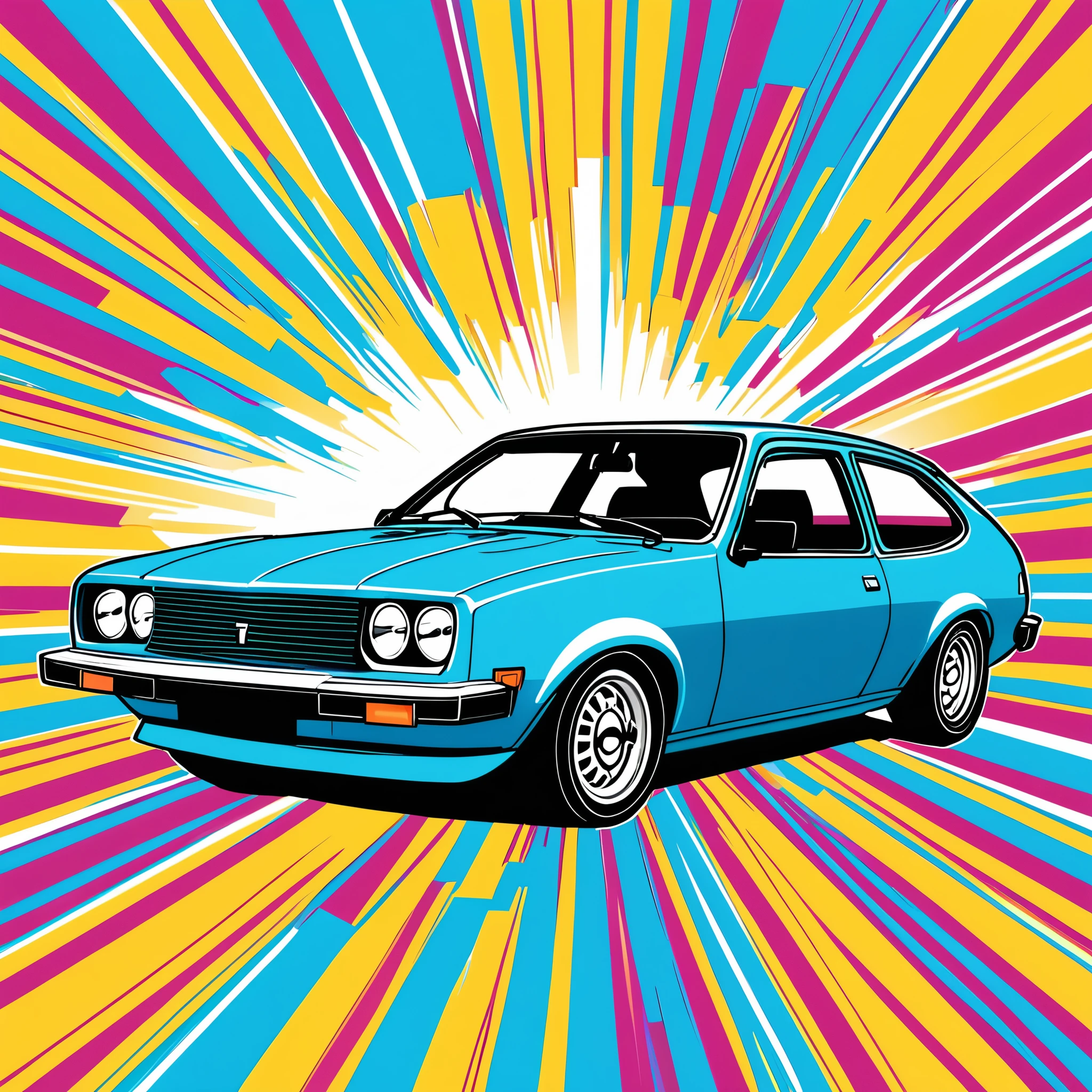 Anime style, t-shirt print, Chevette ,vector 2D, ultra detailed, Vibrant eyes, , Ultra SVG
