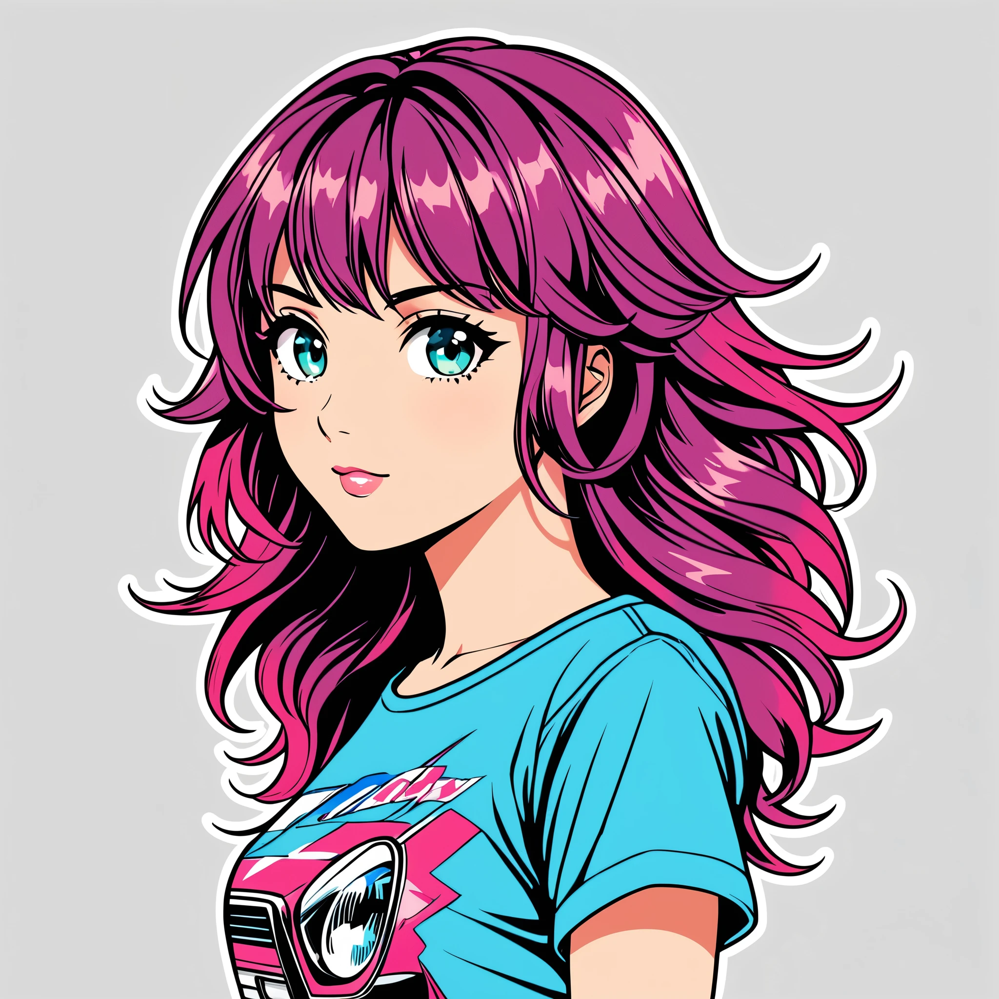 Anime style, t-shirt print, Chevette ,vector 2D, ultra detailed, Vibrant eyes, , Ultra SVG