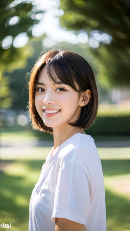 (highest quality,8K quality,masterpiece:1.3),(超A high resolution,Photoreal:1.4,RAW photo),(super detailed,caustics,detailed background),(ultra-realistic capture,Fine and beautiful skin,perfect anatomy),(eyebrows slider),Morning sky,school building,schoolyard,18-year-old,cute,double eyelid,black short bob,volleyball player,look at the camera,laughter,bust up shot,natural soft light