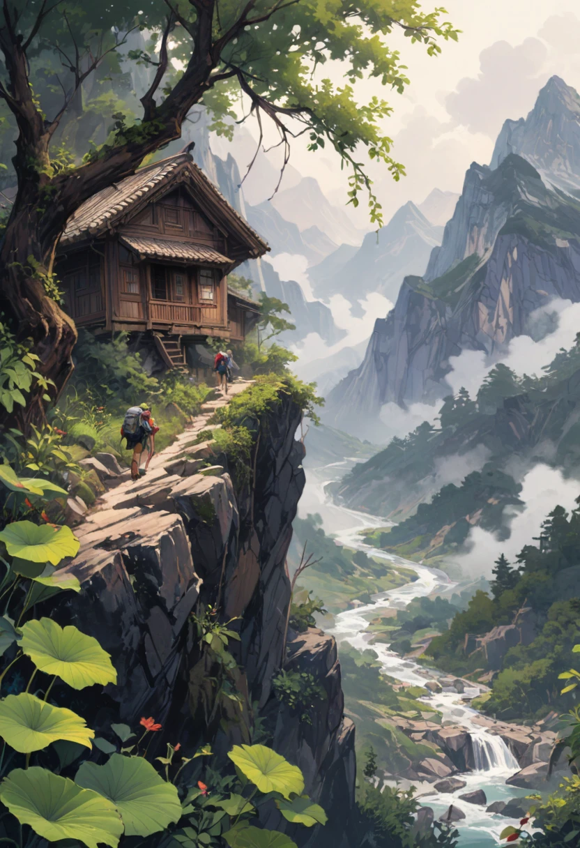 girl, Mountaineering backpack, hiking boots, climbing mountain, Realistic, (masterpiece, best quality, perfect composition, very aesthetic, absurdres, ultra-detailed, intricate details, Professional, official art, Representative work:1.3), (Animagine:0.01)