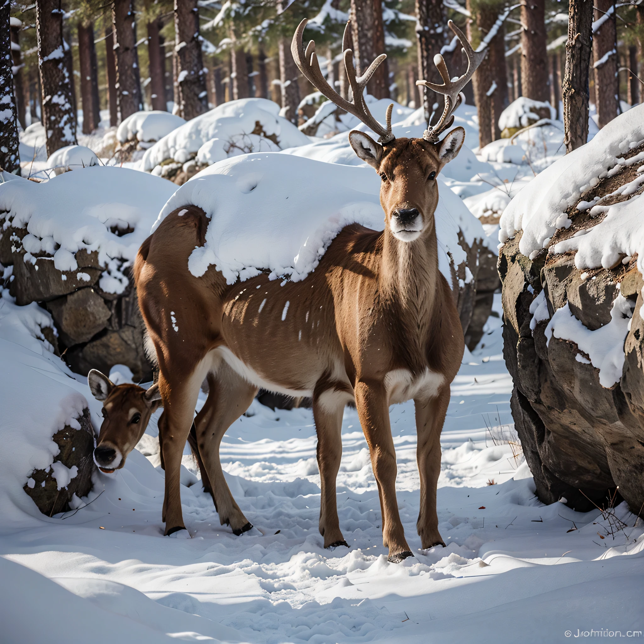 reindeer in the winter forest