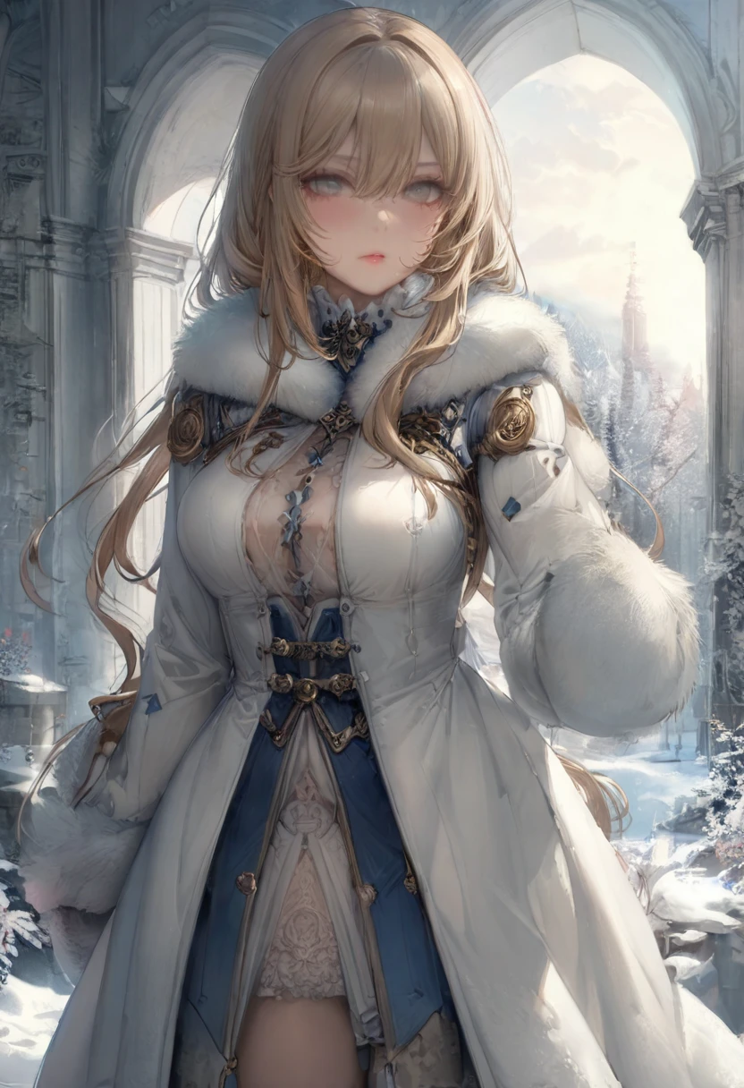 girl, winter clothes, SakimiStyle, detailed background, Realistic, best quality, masterpiece, very aesthetic, perfect composition, intricate details, ultra-detailed, Animagine