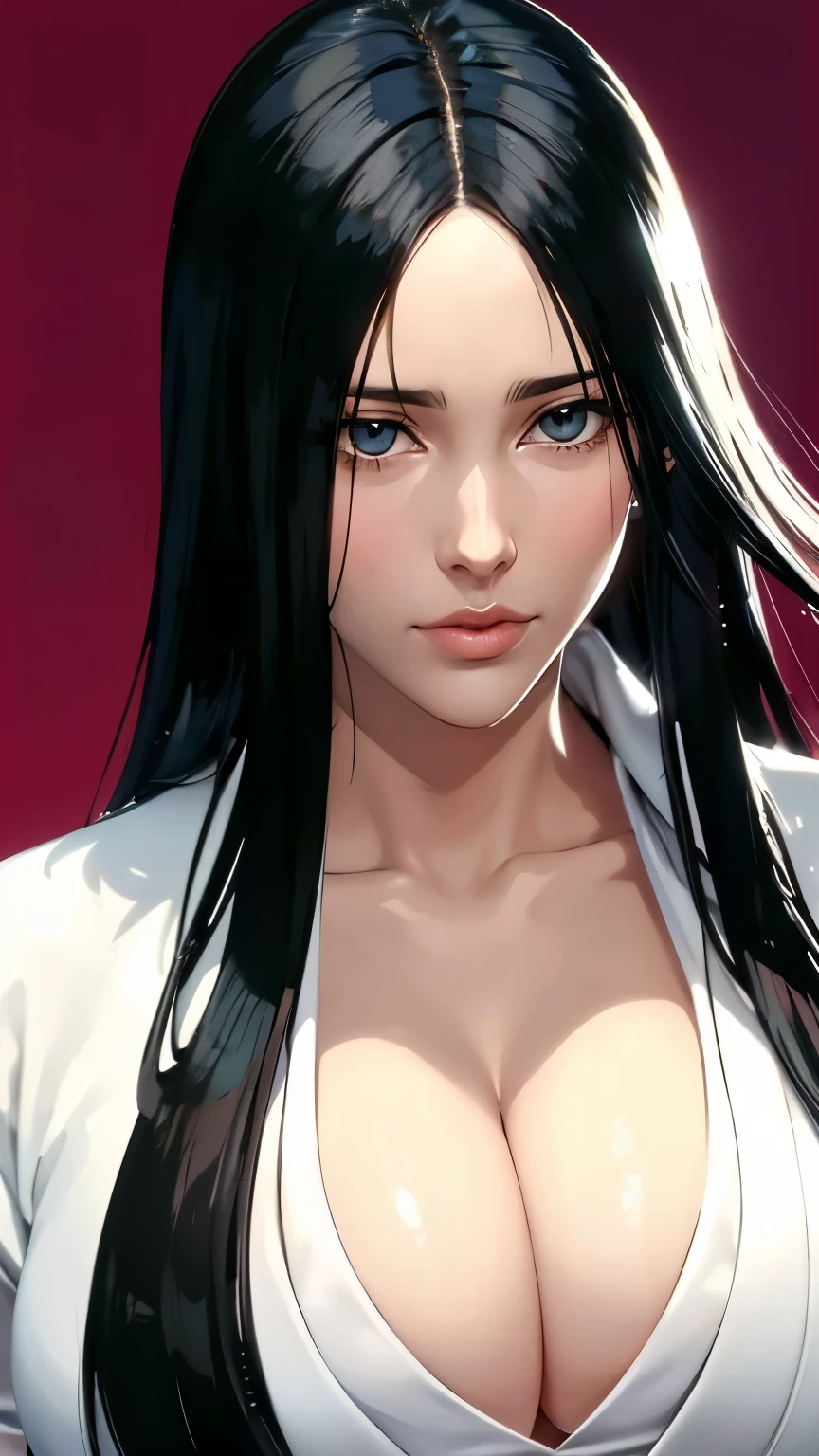 （（（perfect figura，figura，Roupas japonesas pretas,Pena branca tecida, （（（Bleach，cicatrizes no peito, olhos vermelhos,unohana））），S type figura:1.7））），((obra de arte)),high resolution, ((Best qualidade at best))，obra de arte，qualidade，Best qualidade，（（（ exquisite facial features，looking at the audience,There is light in the eyes，feliz，intertwining of light and shadow，enorme ））），（（（looking at the camera，postura de luta，FUNDO VERMELHO，sangue）））