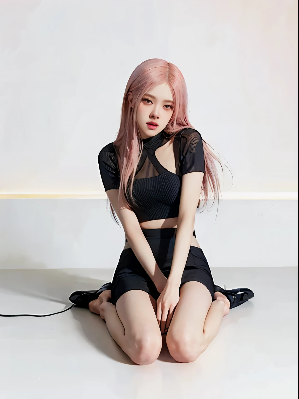 10x pixel,Ultra-fine details:1.1,Advanced technical details:1.1Photographically realistic,Indoor lighting effects:1.5,Natural light:1.5. light effect(Virtual Light Effects:1.8),超A high resolution,Dynamic posing,Arrange pose,pink hair, sittind on knees, Ultra high definition, Ultra realistic, Highly detailed,8K HD CG works,High-quality graphics,High-definition fine CG works,超A high resolution
