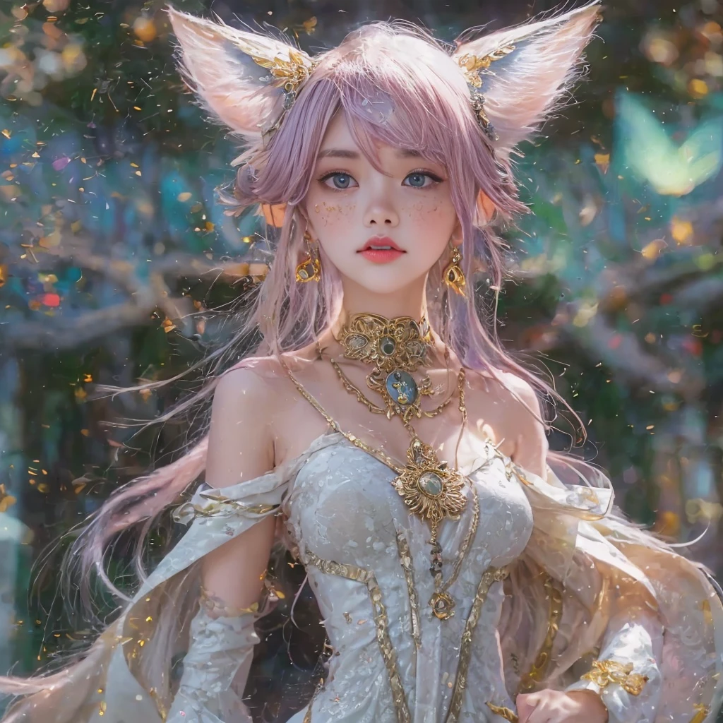 yae_miko, 1girl, pink hair, long hair, hair ornament, purple eyes, fox ears, earrings, jewelry on the chest, bare shoulders, detached sleeves, yae miko's clothes, (bare legs), high heels, medium breast, (realistic:1.2), (realism:1.2), (masterpiece:1.2), (best quality), (ultra detailed), (intricate), (85mm), light particles, lighting, (highly detailed:1.2), (gradients), sfw, colorful, (detailed background), (rule of third_composition:1.3), (Line of action:1.2), wide shot, daylight, solo.