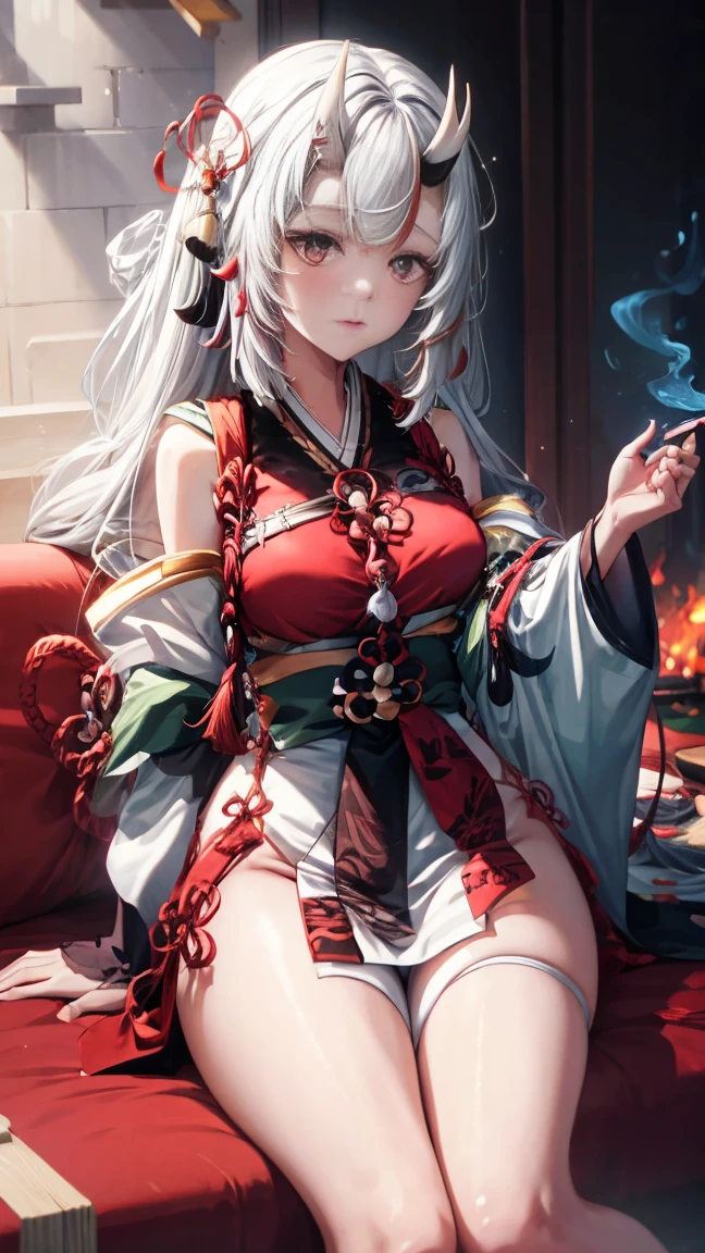 Anime girl sitting on chair in white dress, cute anime waifu in a nice dress, azur lane style, Guweiz in Pixiv ArtStation, trending on artstation pixiv, Guweiz on ArtStation Pixiv, Anime goddess, onmyoji, trending on cgstation, style of anime4 K, Guviz, perfect body, perfect breast,((Best quality, 8k, Masterpiece :1.3)), Sharp focus :1.2, Perfect body beauty: 1.2, lewd face and holding condoms, ((white panty :1.2))